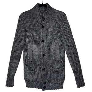 Antony Morato Men’s Cardigan Sweater Charcoal Gray High Neck Cotton/Wool Sz M